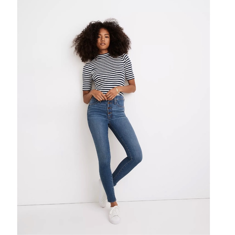 Madewell 10" High-Rise Roadtripper Supersoft Skinny Jeans in Monroe Wash - Picture 1 of 7
